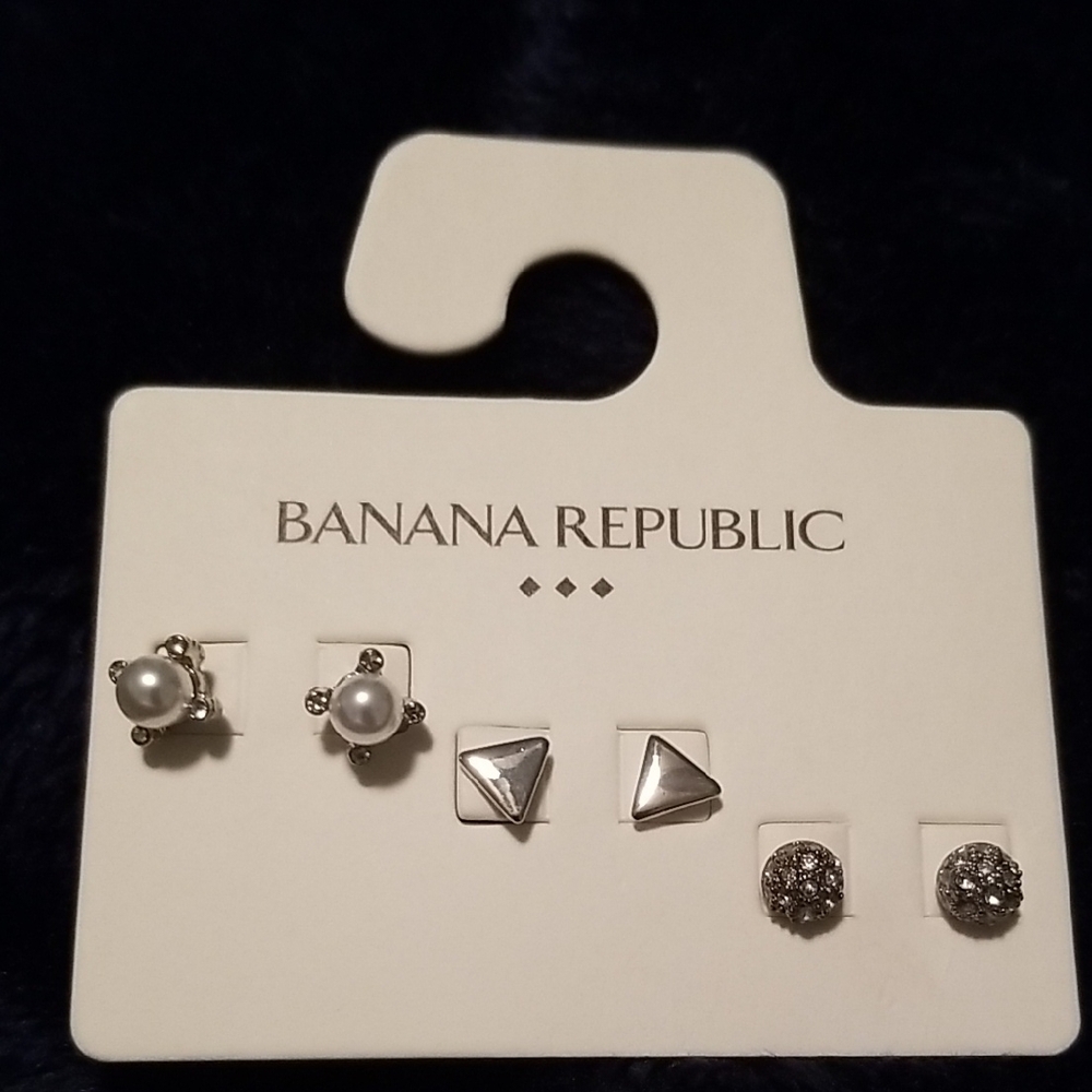 Banana Republic Silver and Pearl Earring Trio
